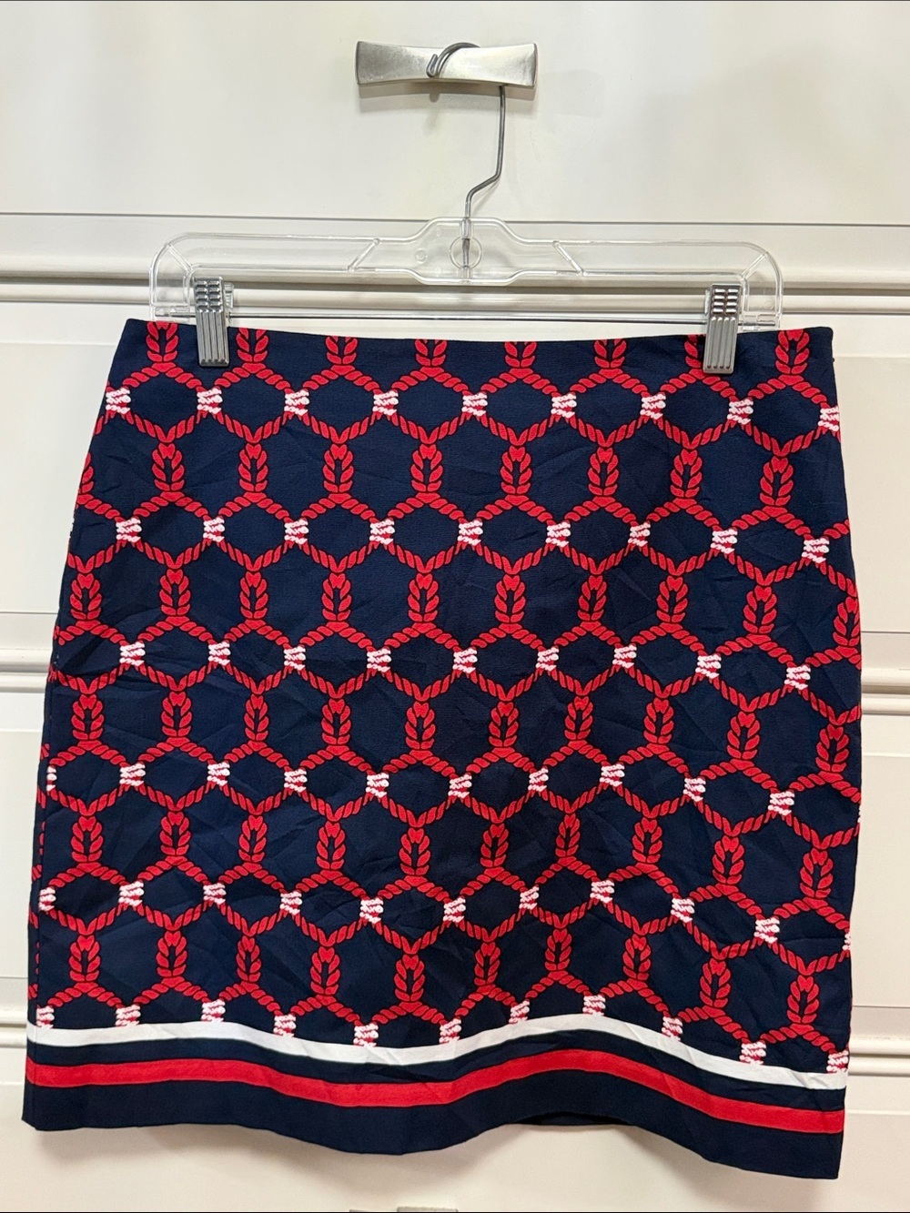 Talbots Navy Skirt with Red Rope Pattern - Picture 1 of 5